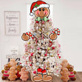 Auirre Gingerbread Man Christmas Tree Topper Head Arms and Legs, Xmas Peppermint Candy Santa Hat Decorative Tree Ornaments Decor, Holiday Indoor