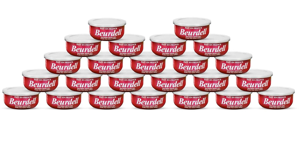 Beurdell Canned French Butter - 100% Natural Salted Pasteurized Real Butter | Long Shelf Life Emergency Survival Food | Great for Cooking, Baking, RV & Camping | Pull Top Lid | Pack of 24 | France