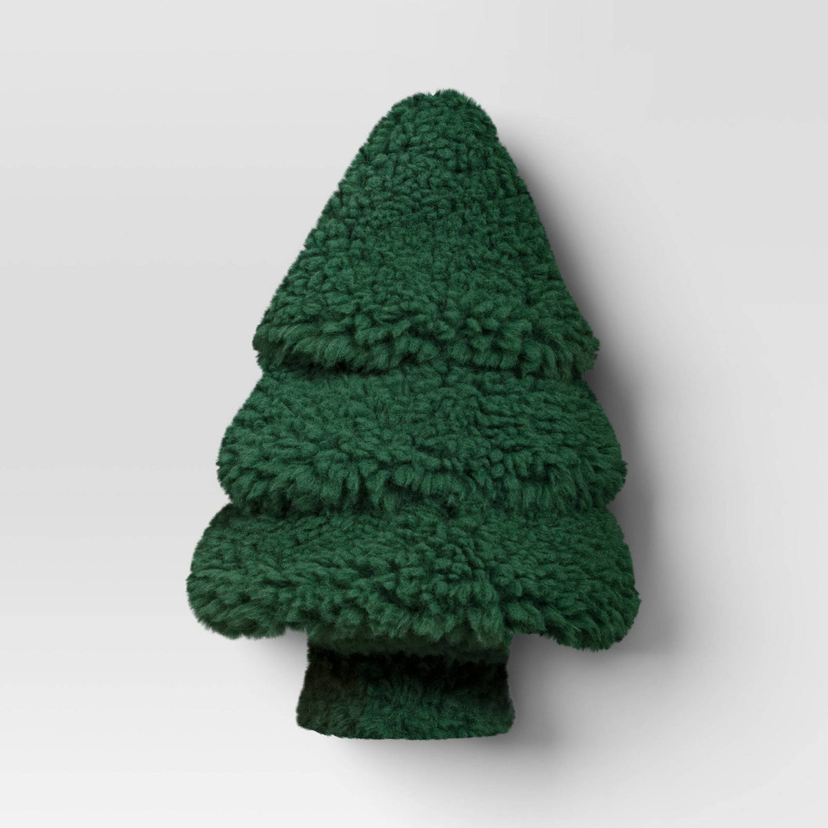 Faux Shearling Tree Shaped Christmas Throw Pillow Green - Threshold