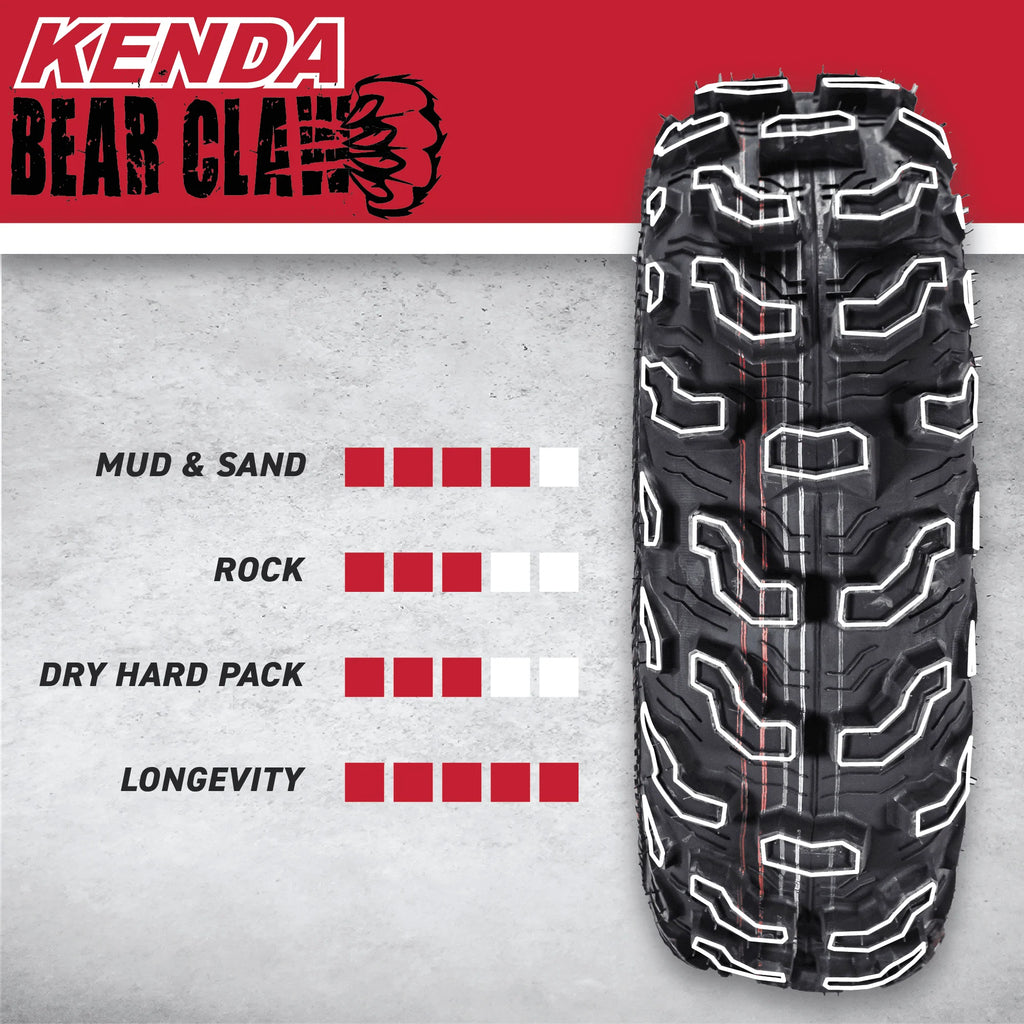 Kenda Bear Claw EX (2) 25x8 - 12 Front & (2) 25x11 - 10 Rear ATV 6 PLY Tires 4 Pack Set