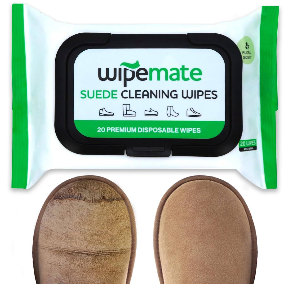 Wipemate Premium Suede Cleaner Wipes, Quick Wipes for Home or Travel, Removes Dirt, Grime & Stains, Cleaning Wipes for Suede Shoes, Boots, Bags, Etc
