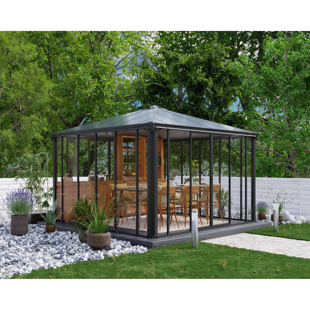 Palram HG9192 Ledro Gazebo 12 x 12 ft. Gazebo Gray & Bronze
