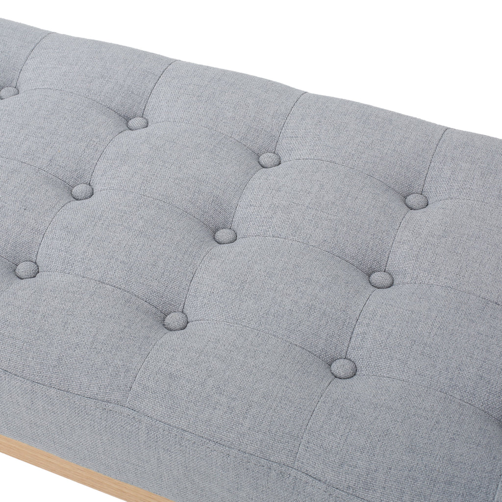44.75" Mid - Century Tufted Bench - Solid Birch Legs - Plush Polyester Blend - 17" Height, 19.62 lb