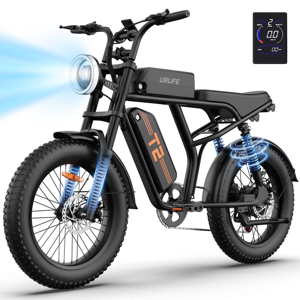 URLIFE 1500W Electric Bike for Adults, 20"4.0 Fat Tire Ebike, 48V 15.6ah Removable Battery, 7 - Speed E - Mountain Bikes, All - Terrain Off - Road Electric Bicycle, UL2849 Certified(Black)