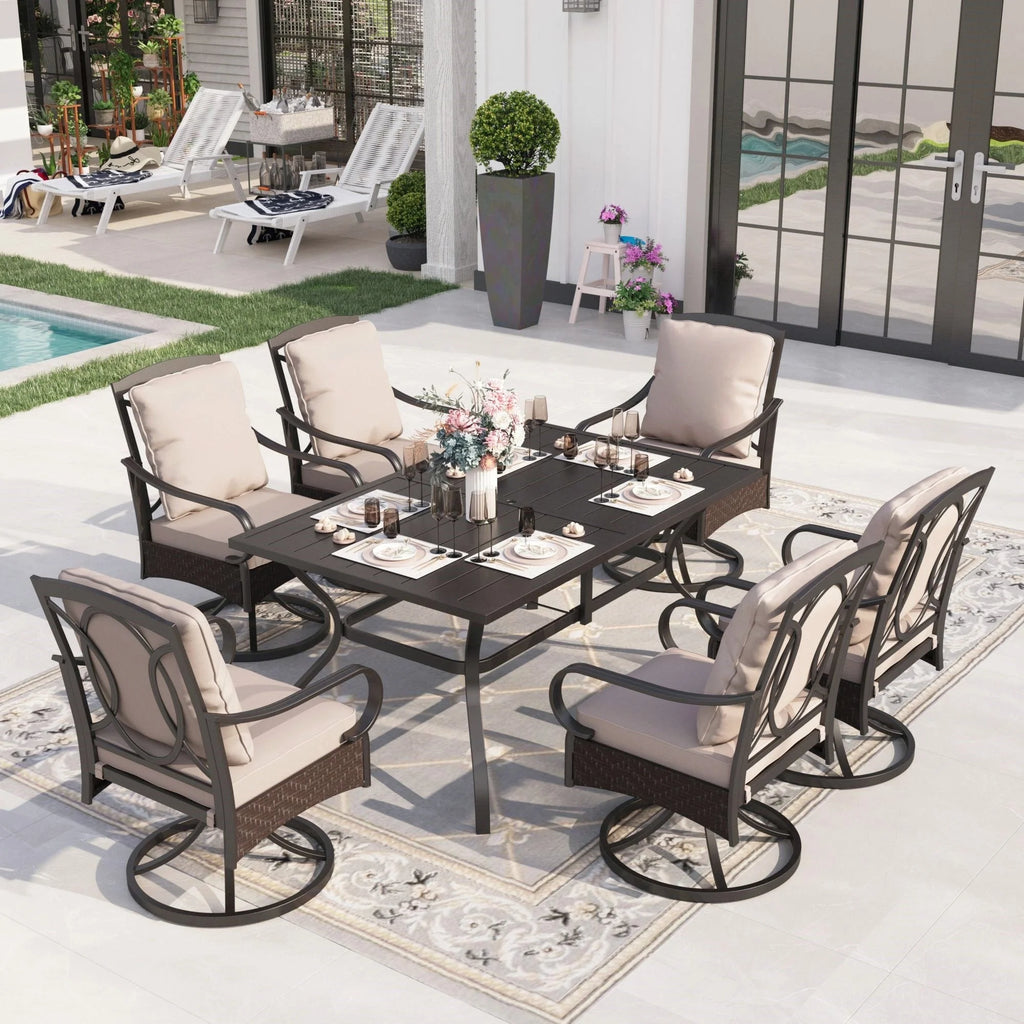 Sophia&William Patio Swivel Dining Chairs Set of 4 with Beige Cushions