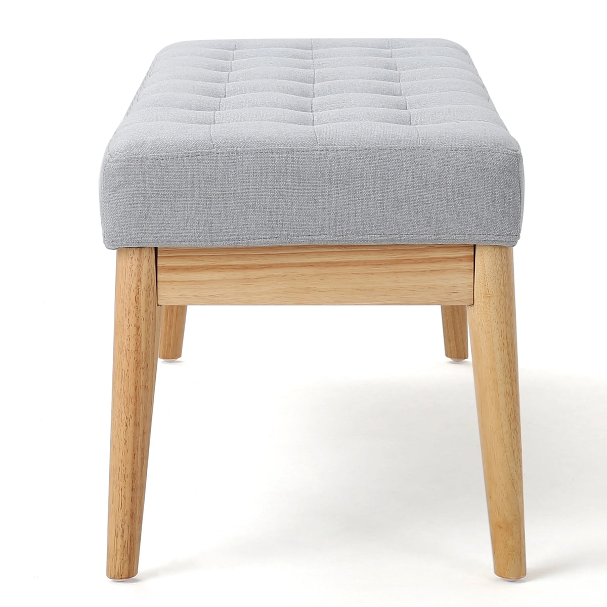 44.75" Mid - Century Tufted Bench - Solid Birch Legs - Plush Polyester Blend - 17" Height, 19.62 lb