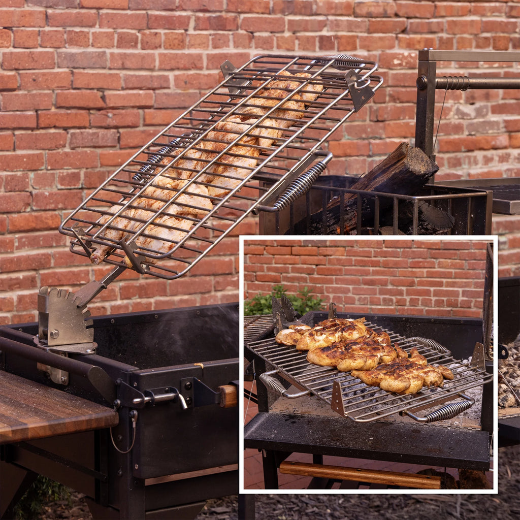 Backyard Discovery Argentine Santa Maria XL Wood Fire & Charcoal Steel Grill, Asado Clamp