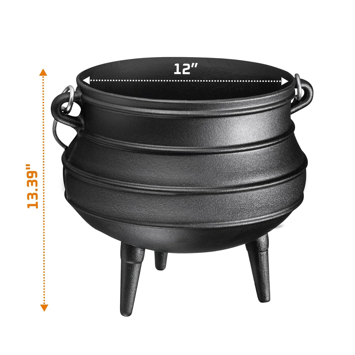 Bruntmor Pre - Seasoned Cast Iron Cauldron - Bruntmor African Potjie Pot with Lid - 3 Legs for Even Heat Distribution - Camping Dutch Oven Cookware for Over - the - Fire Cooking - 10 Quarts, X - Large