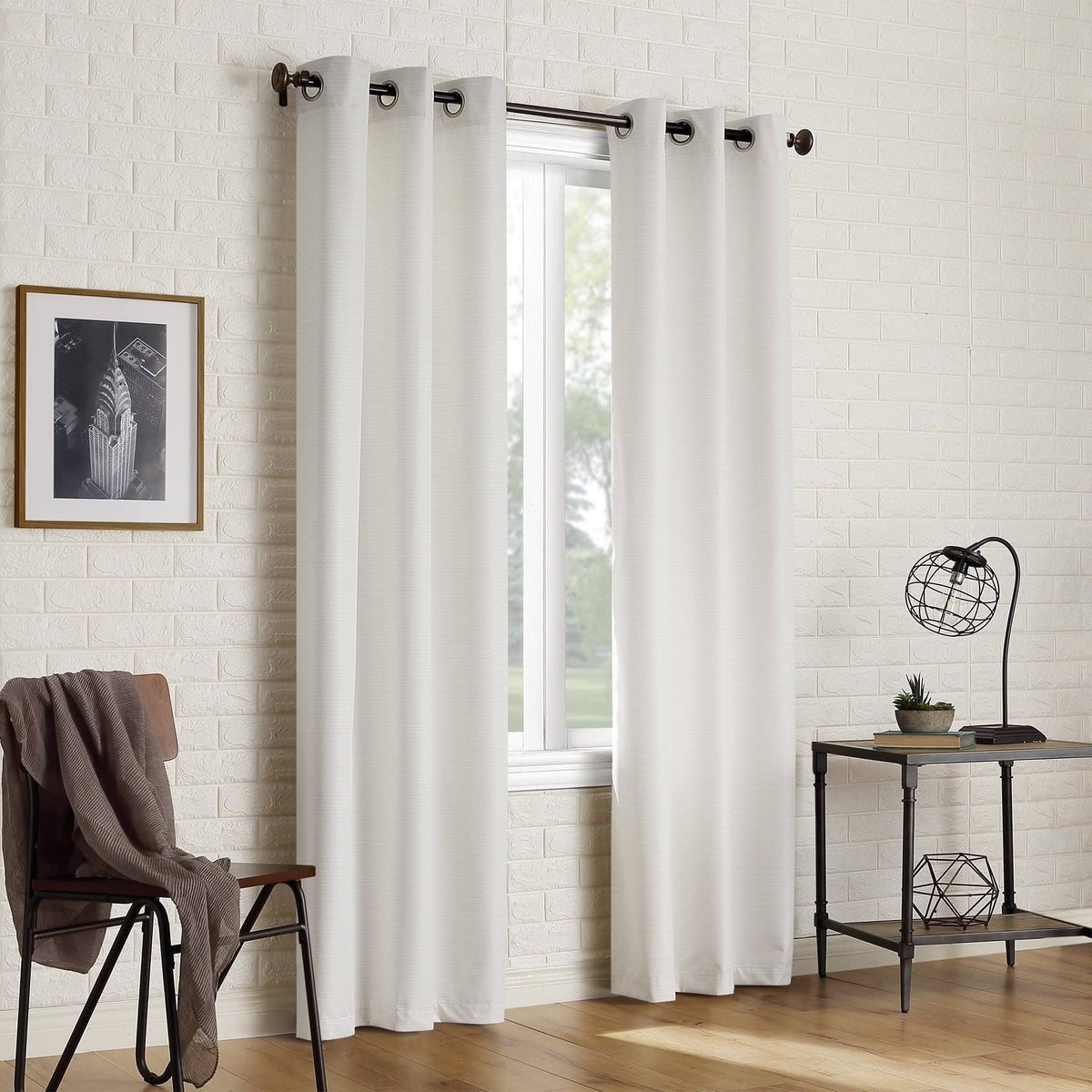 Sun Zero 2-Pack Arlo Textured Thermal Insulated Grommet Curtain Panel Pair, Size: 40 x 84, White