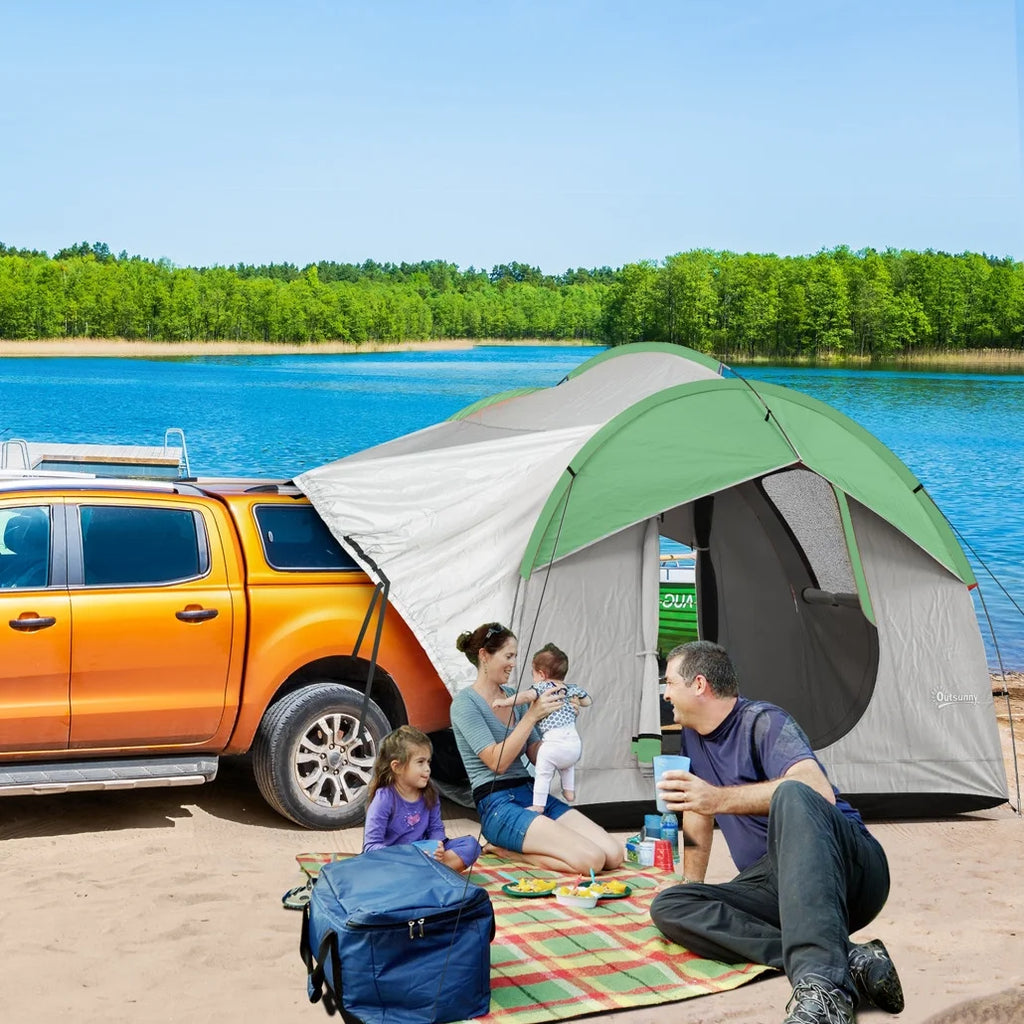 SUV Camping Tent, 2000mm Waterproof Truck with 3 Doors and Mesh Window, Car Camping Tailgate Tent for 5 - 6 Person Camping, Outdoor Travel, Mountaineering, Fishing, Wild Survival, Blue