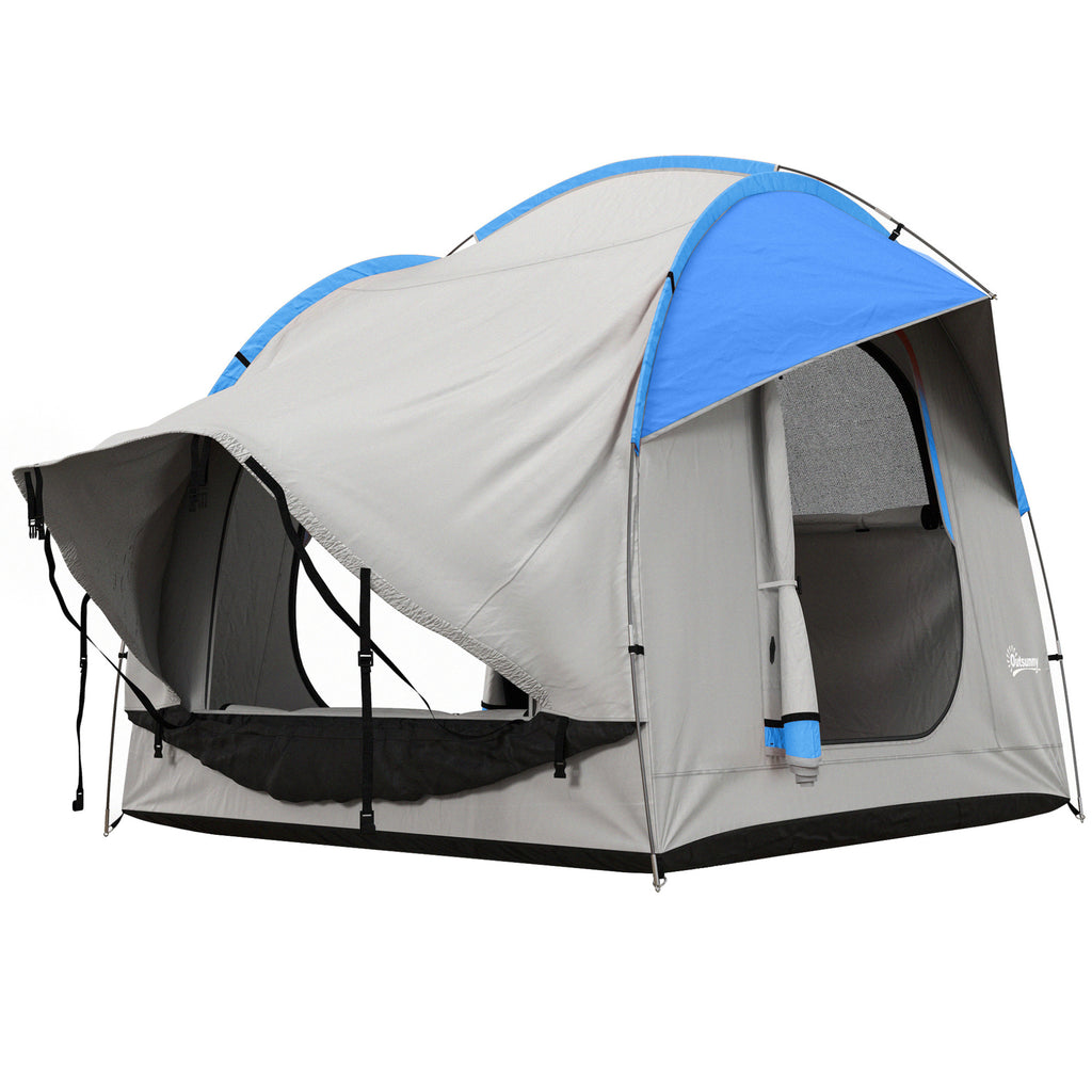 SUV Camping Tent, 2000mm Waterproof Truck with 3 Doors and Mesh Window, Car Camping Tailgate Tent for 5 - 6 Person Camping, Outdoor Travel, Mountaineering, Fishing, Wild Survival, Blue