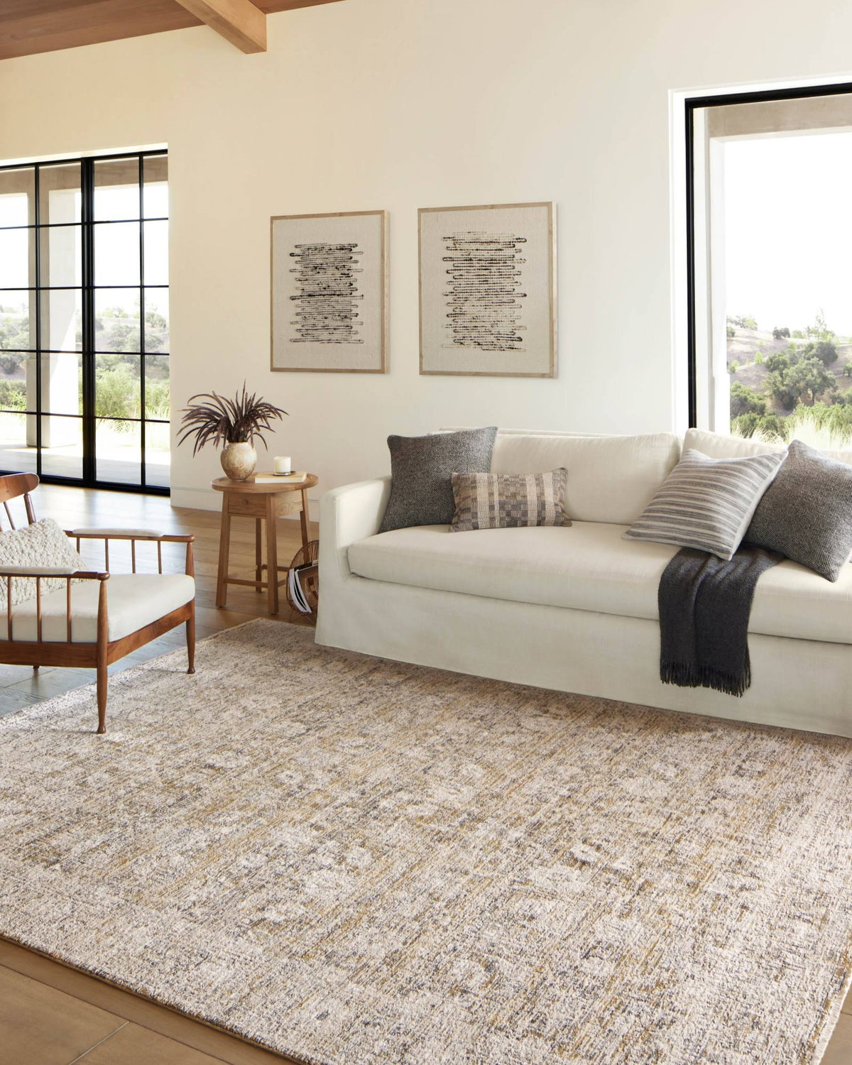 Amber Lewis x Loloi Alie ALE-05 7'10" x 10' Area Rug - Gold, Beige