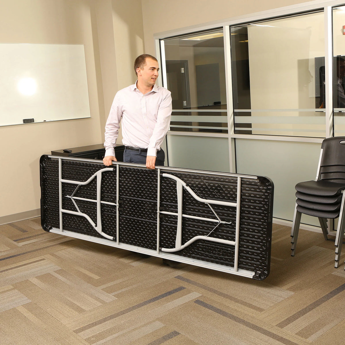 Lifetime 8 Foot Nesting Rectangle Table, Indoor/Outdoor Commercial Grade, Black (280462)