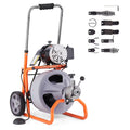 VEVOR Drain Cleaner Machine 100FT x 3/8 in, Auto Feed Sewer Snake Drain Auger on Wheels, Portable Drain Cleaning Machine with 8 Cutters & Air - Activated Foot Switch for 2" to 4" Pipes