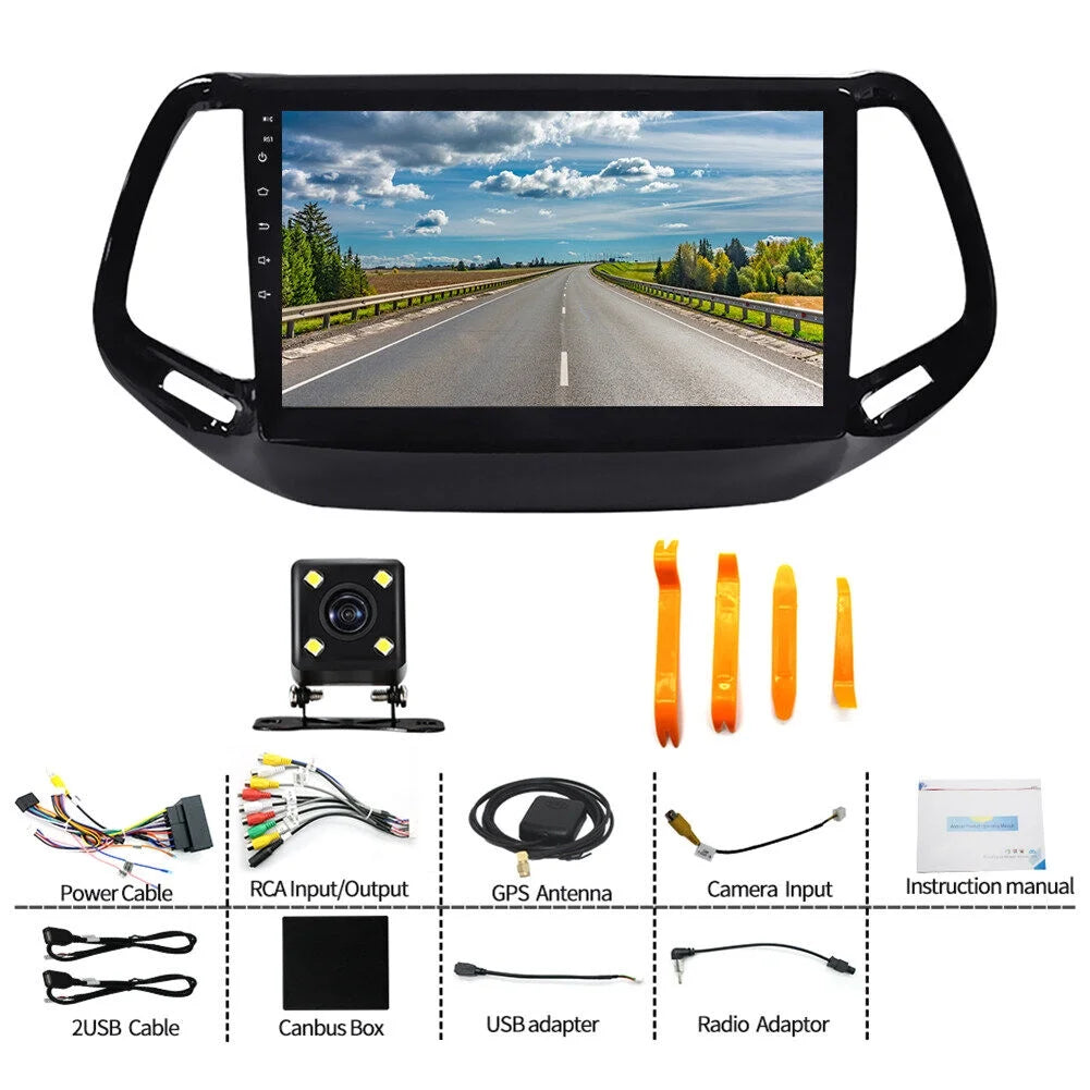 Eforcase 2+32G Car Stereo Radio for Jeep Compass 2017 - 2019, Support Wireless Carplay Android Auto 9" Touch Screen Android 13 Bluetooth GPS Navigation Car Player Radio