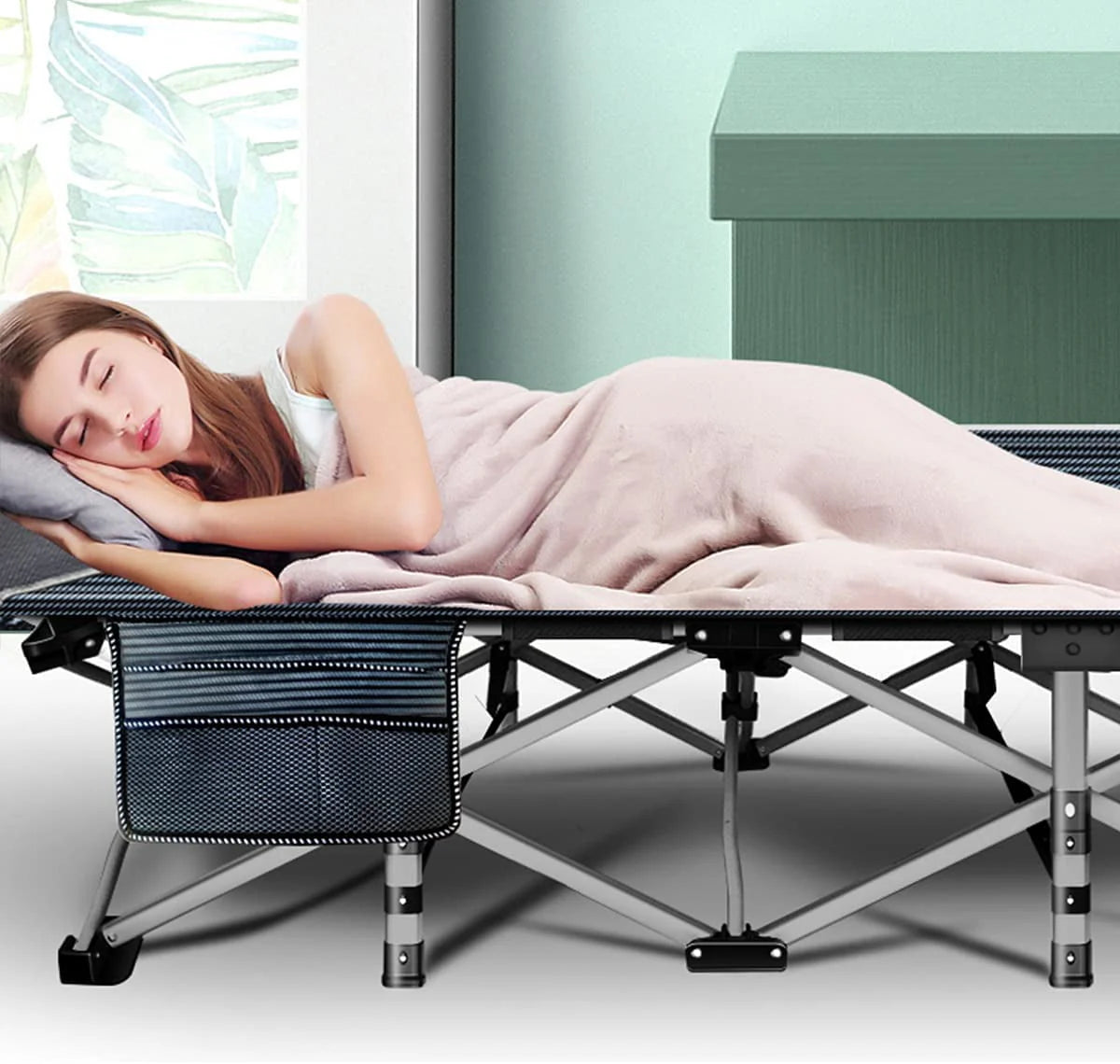 ABORON Portable Camping Cot with Mattress & Carry Bag, 75''X28'' Folding Sleeping Cots, Folding Bed Cot for Adults & Kids