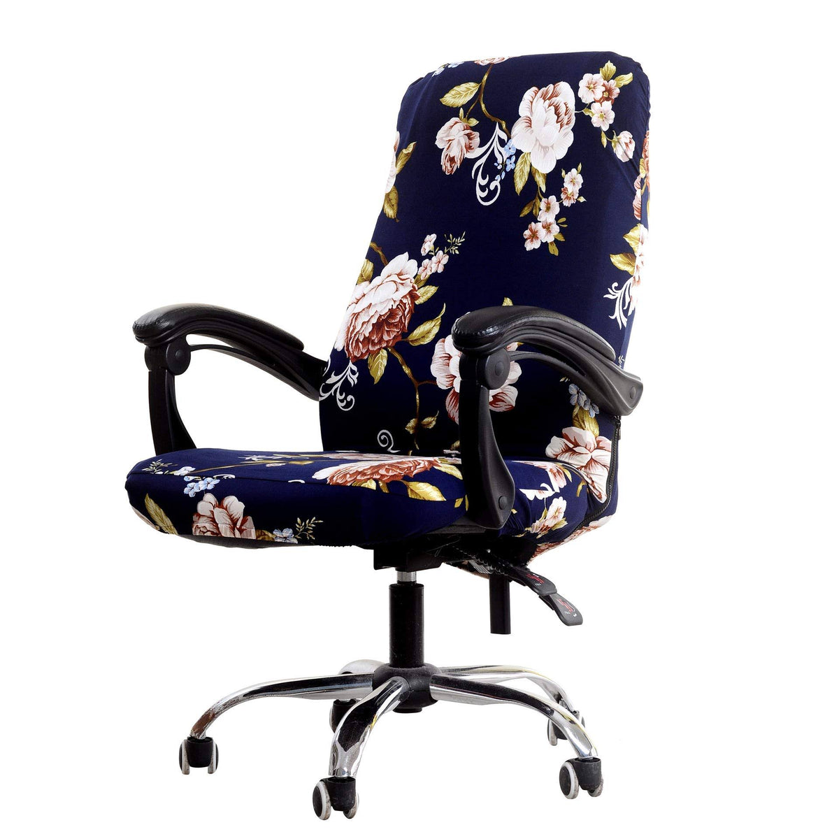 Deisy Dee Computer Office Chair Covers for Stretch Rotating Mid Back Chair Slipcovers Cover Only Chair Covers C162 (Brown Flower)