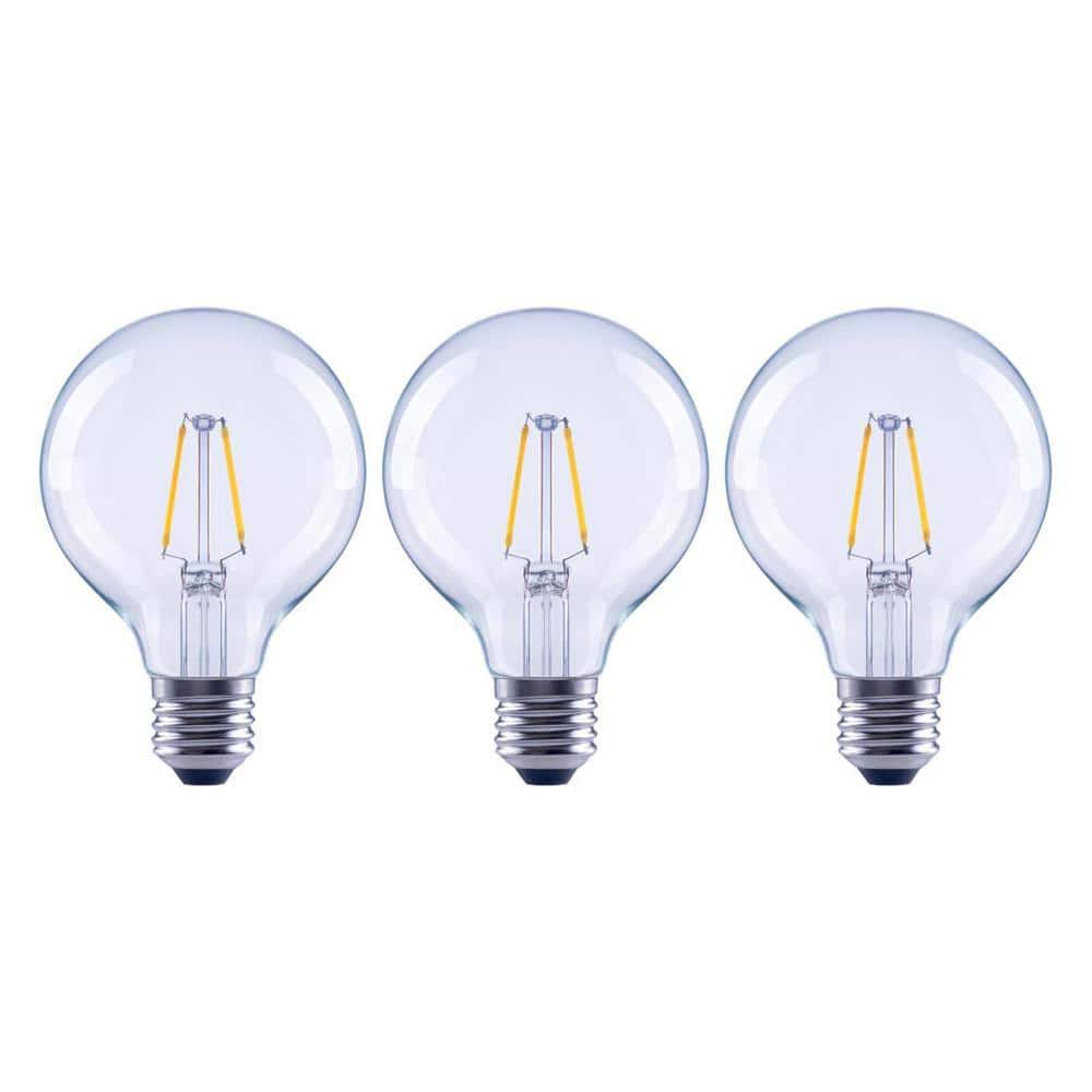Ecosmart 25-Watt Equivalent G25 Dimmable Globe Clear Glass Filament LED Vintage Edison Light Bulb Daylight (3-pack)