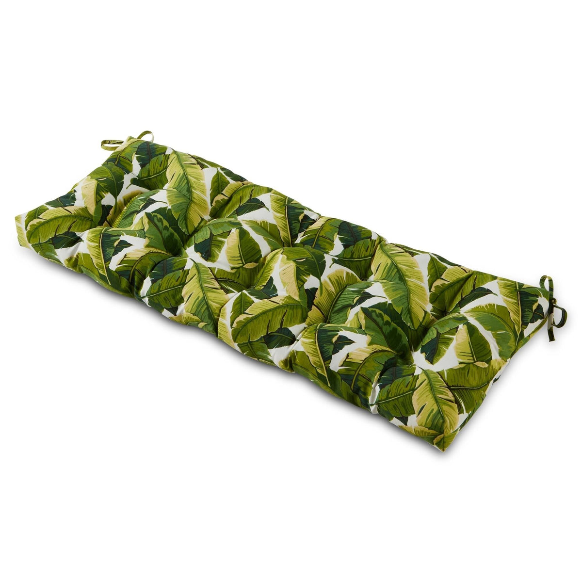 Greendale Home Fashions 51" Outdoor Bench Cushion, Palm Leaves White