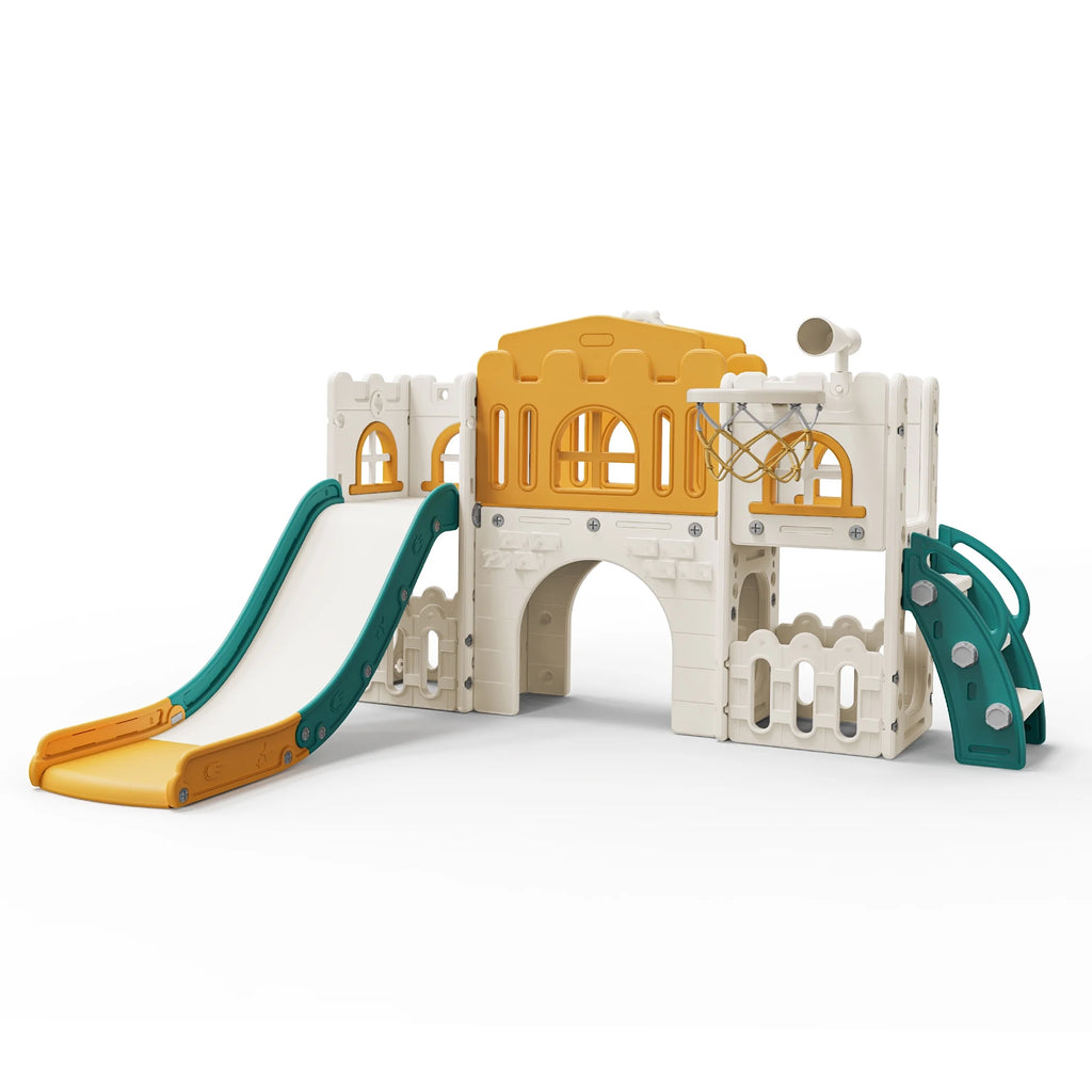 WFUN 9 in 1 Toddler Slide Playset for Kids Indoor/Outdoor for Toddlers Age 1+, Blue & Gray