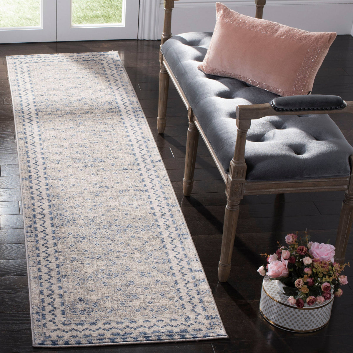 Safavieh Brentwood Rug Collection BNT899G - Light Grey / Blue - 2' x 12'
