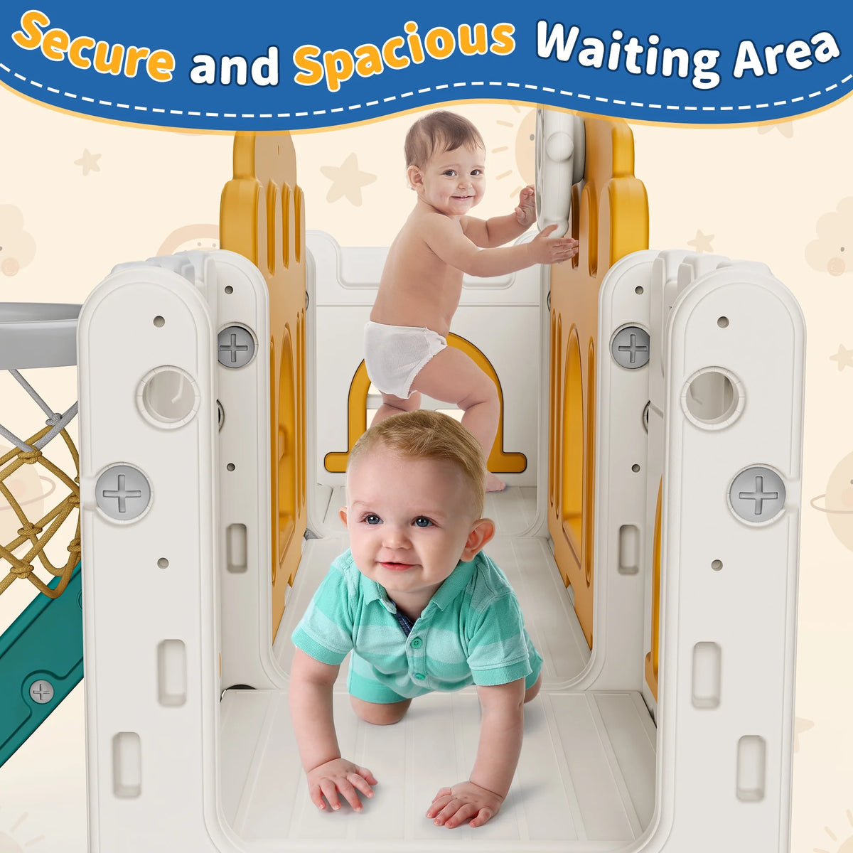 WFUN 9 in 1 Toddler Slide Playset for Kids Indoor/Outdoor for Toddlers Age 1+, Blue & Gray