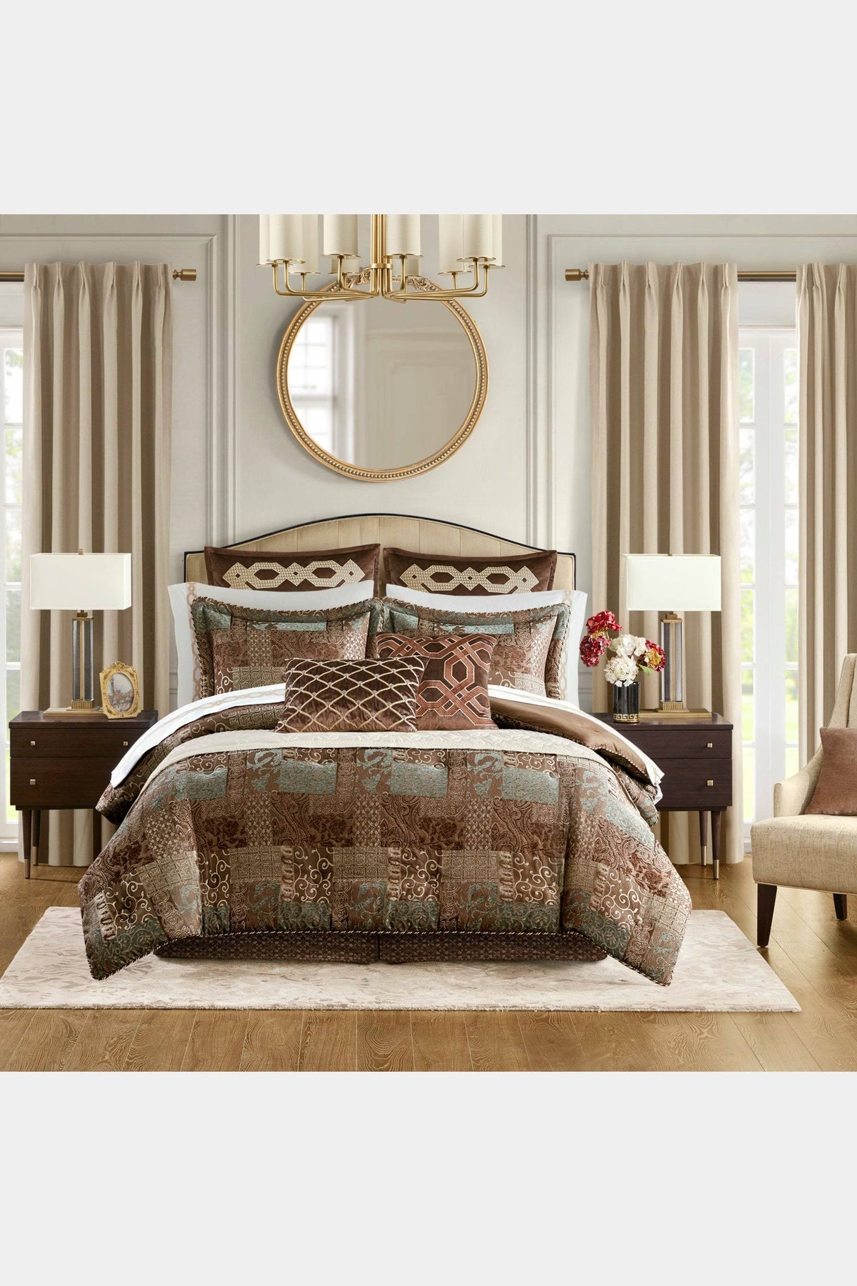 Croscill Classics Galleria 4 Piece Comforter Set, Red, Queen