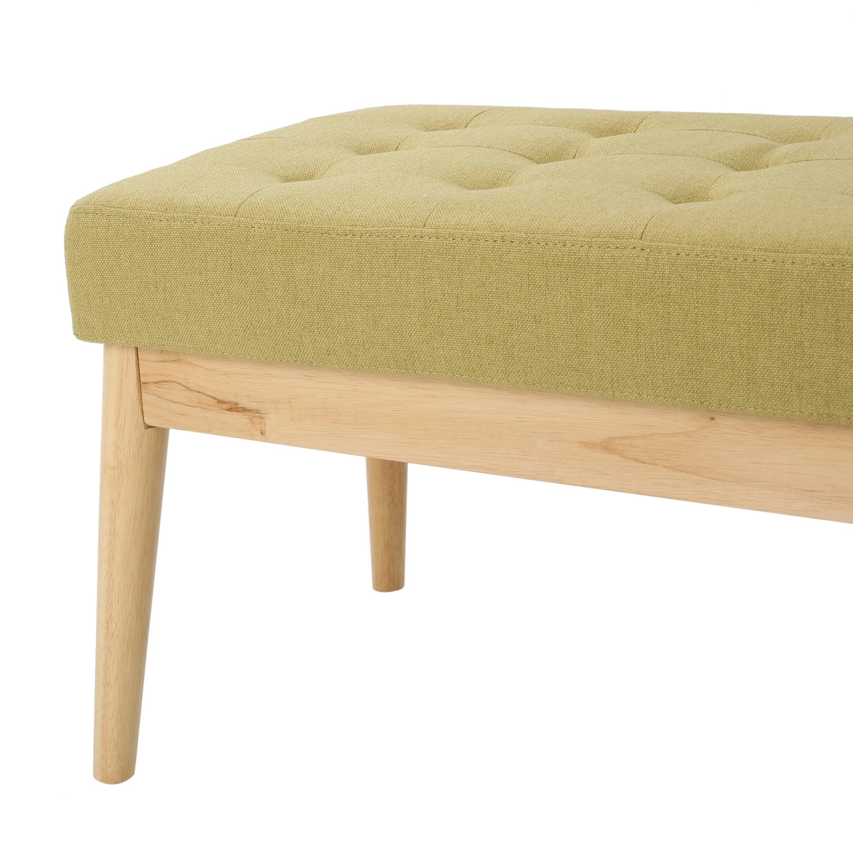 44.75" Mid - Century Tufted Bench - Solid Birch Legs - Plush Polyester Blend - 17" Height, 19.62 lb