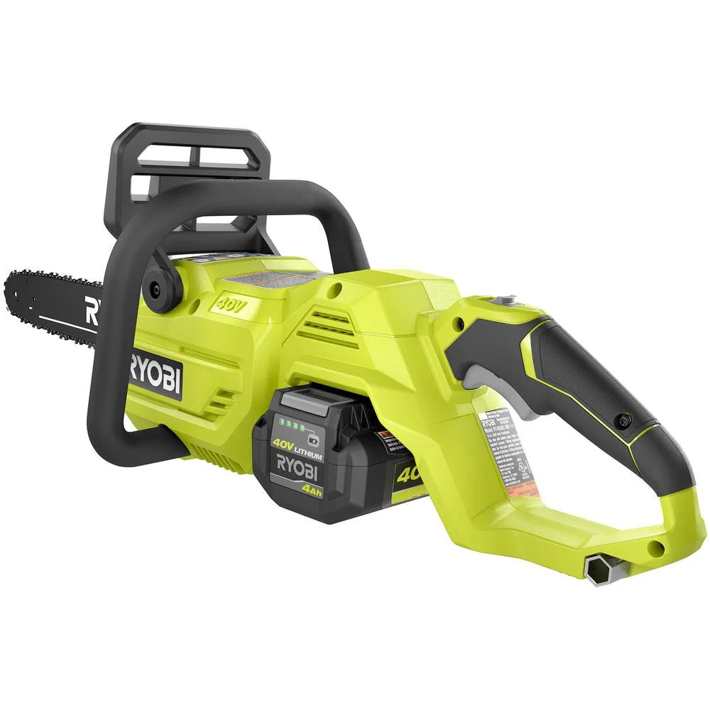 Ryobi 14" 40V Battery Powered Chainsaw, Brushless Motor for Gas - Like Power