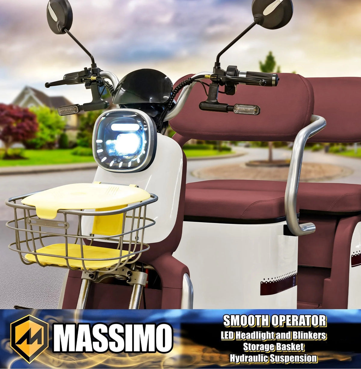 Massimo MGC E - Trike 3 - Wheel Electric Cart - 17 MPH, 2 - Seater Adult Scooter - Blue