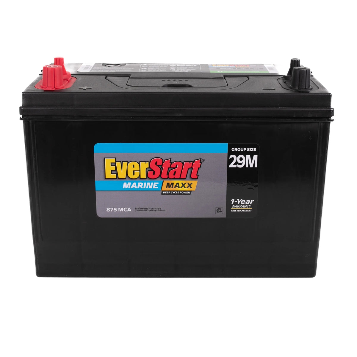 Everstart Maxx Lead Acid Marine & RV Deep Cycle Battery, Group Size 29DC - 12 Volt - 845 Marine Cranking Amps