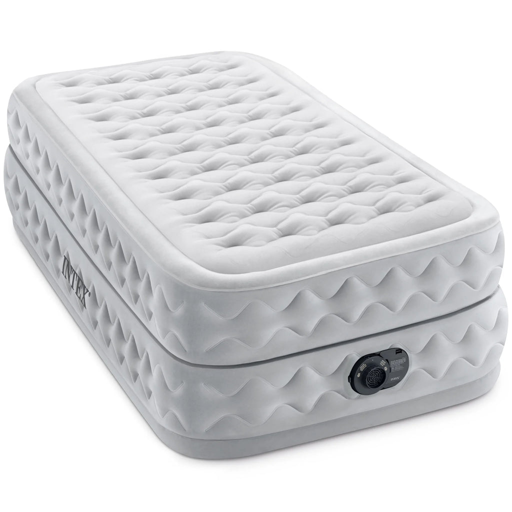 Open Box Intex Supreme Air Flow Fiber Tech Air Mattress W/ Built in Pump, Twin