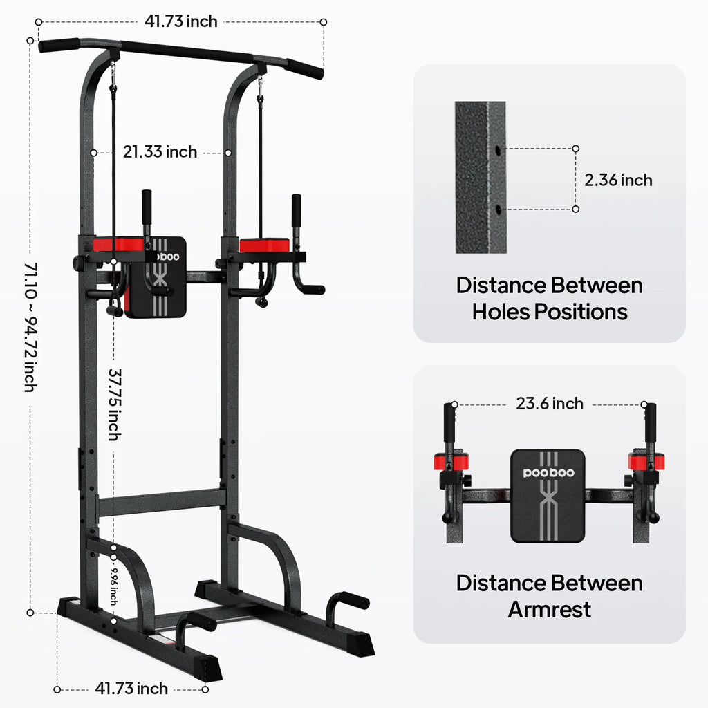 LNOW Multifunction Power Tower Pull up Bar Dip Station Power Rack with Adjustable Backrest for Home Gym Strength Training Workout Equipment Max Weight 480 lb
