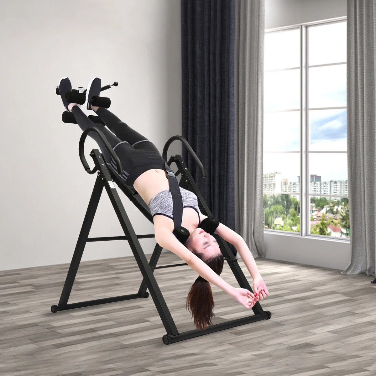 Foldable Inversion Table Teeter Advanced Back Pain Ankle Relief Gravity Fitness
