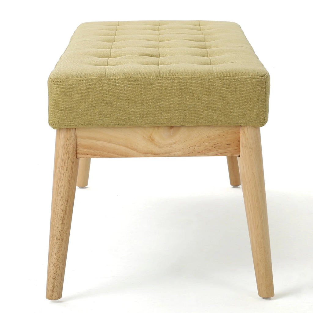 44.75" Mid - Century Tufted Bench - Solid Birch Legs - Plush Polyester Blend - 17" Height, 19.62 lb