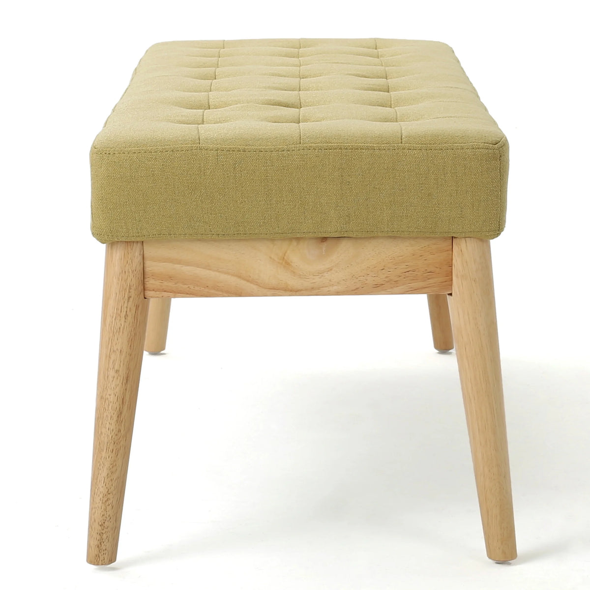 44.75" Mid - Century Tufted Bench - Solid Birch Legs - Plush Polyester Blend - 17" Height, 19.62 lb