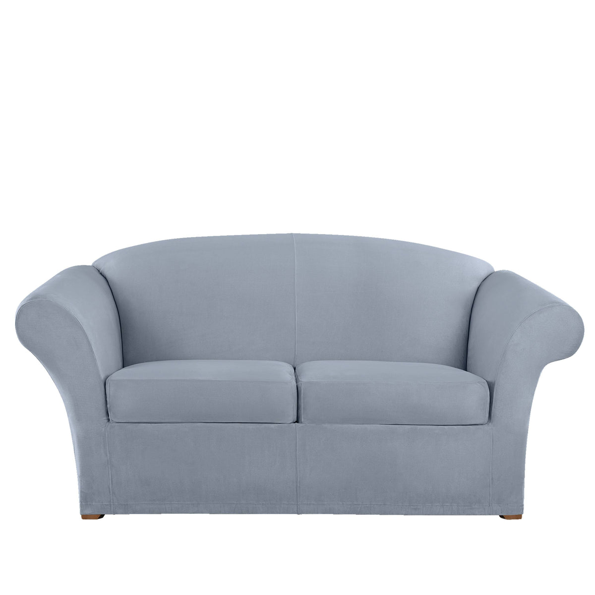 Sure Fit Ultimate Stretch Suede 3 Piece Loveseat Slipcover, Pacific Blue