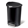 simplehuman 50 Liter / 13 Gal Semi-Round Plastic Step Trash Can, Black