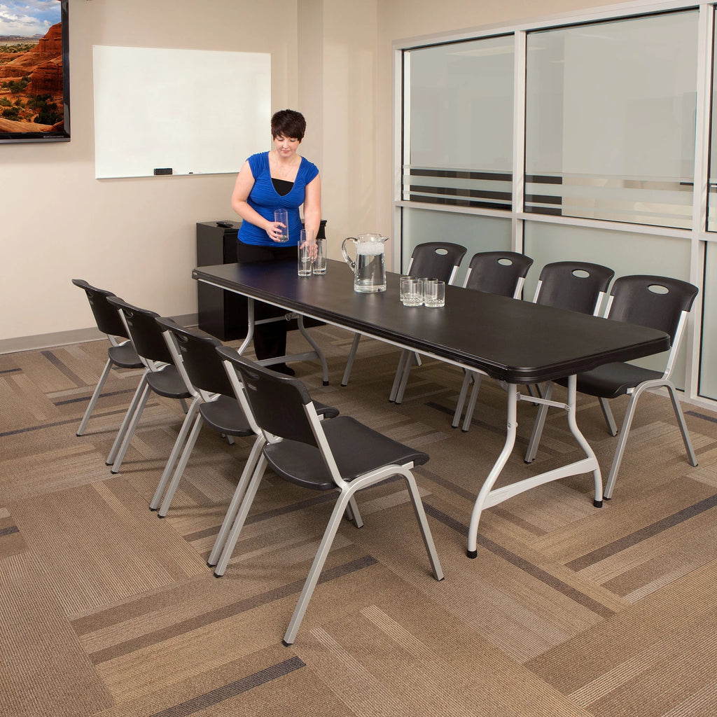 Lifetime 8 Foot Nesting Rectangle Table, Indoor/Outdoor Commercial Grade, Black (280462)