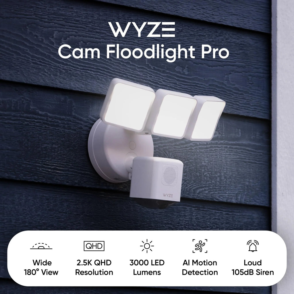 WYZE Wired Floodlight Camera Pro. 180 Wide View for Home