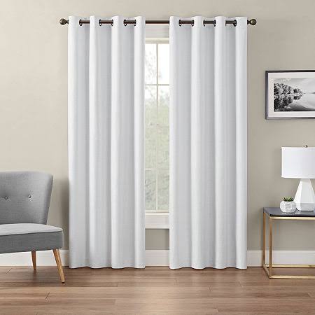 Eclipse Andes Energy Saving 100% Blackout Grommet Top Single Curtain Panel, White