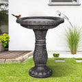 24.4 in Height Outdoor Bird Bath - Fibre Reinforced Concrete Large Bird Bath Stylish with Modern Pedestal for Garden, Patio, Lawn, Backyard