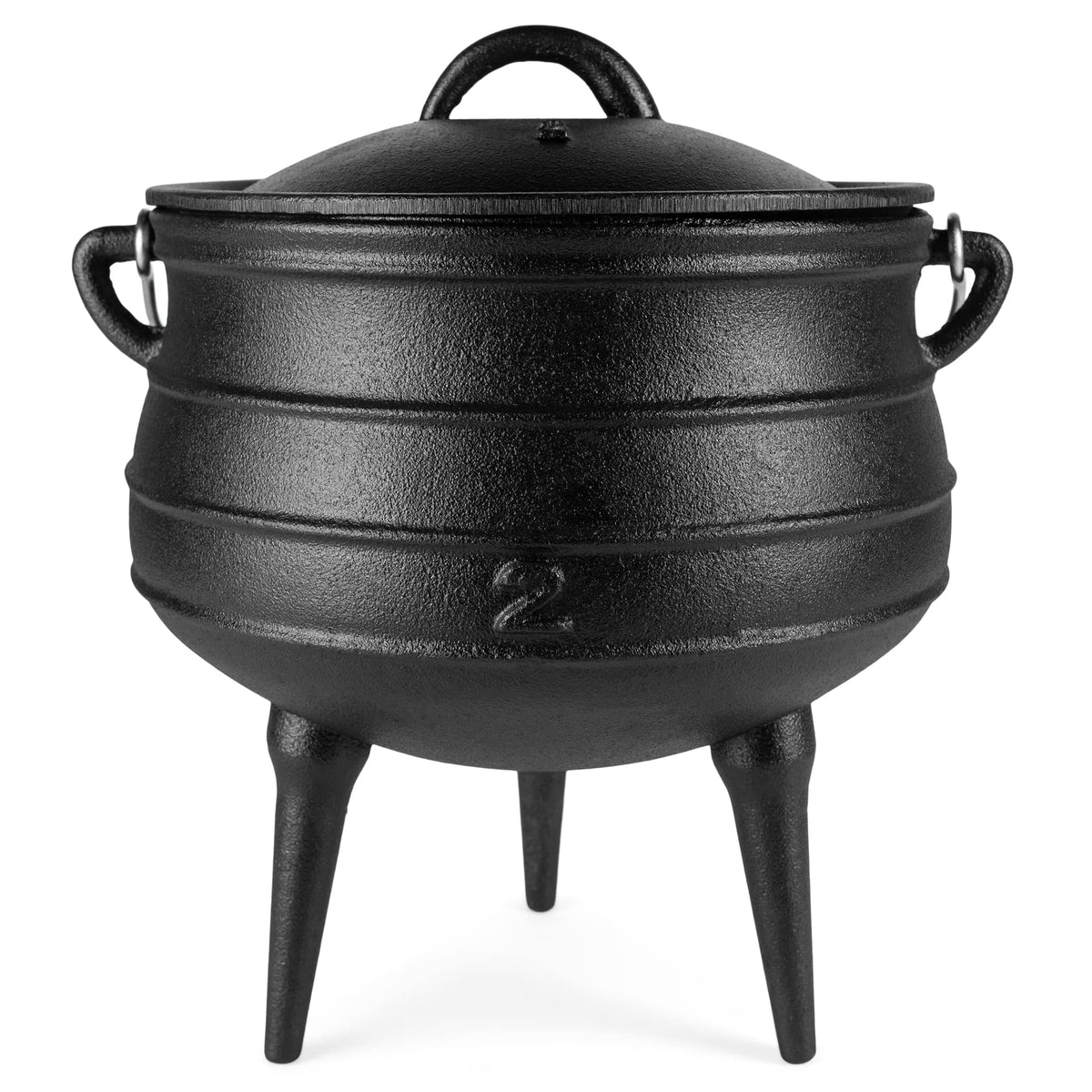 Bruntmor Pre - Seasoned Cast Iron Cauldron - Bruntmor African Potjie Pot with Lid - 3 Legs for Even Heat Distribution - Camping Dutch Oven Cookware for Over - the - Fire Cooking - 10 Quarts, X - Large