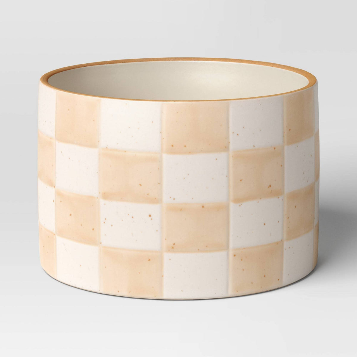 Checker Stoneware Indoor Outdoor Planter Pot Ivory 5.88"x5.88" - Threshold