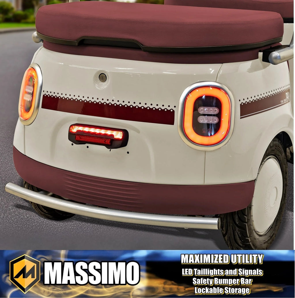 Massimo MGC E - Trike 3 - Wheel Electric Cart - 17 MPH, 2 - Seater Adult Scooter - Blue