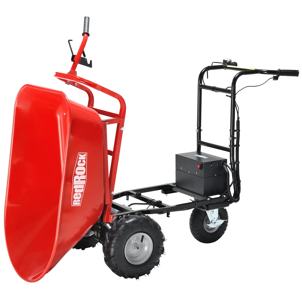 Redrock Wheelbarrow Utility Cart Electric Powered Cart 48v28ah 500W Capacity 500 lb (230kg) Material Debris Hauler 1000 lb Towing