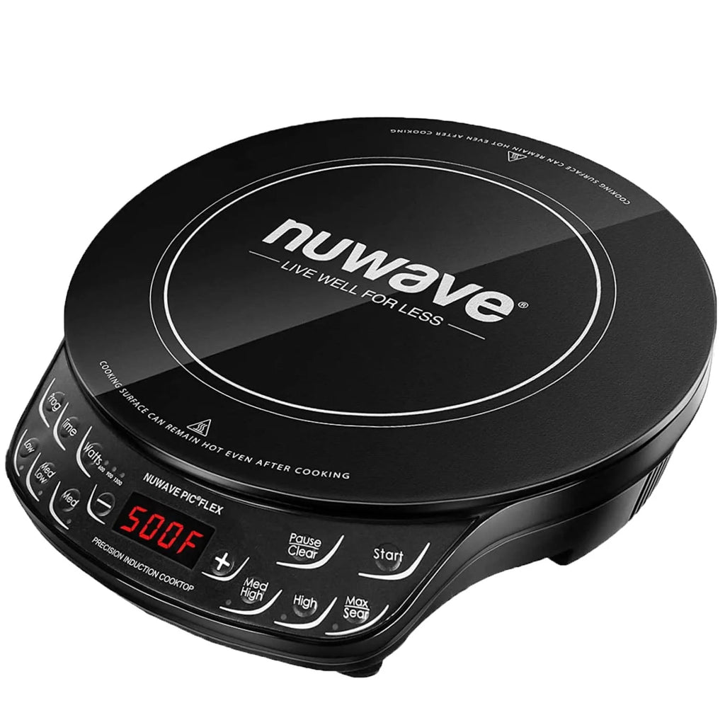 Nuwave Portable Induction Cooktop Flex with 10.25 - Inch Shatter - Proof Ceramic Glass, Large 6.5 - Inch Heating Coil, 3 Wattage Settings 600, 900 & 1300 Watts