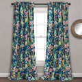 Dolores Room Darkening Window Curtain Panels, Navy & Multi / 84" x 52" + 2" Header