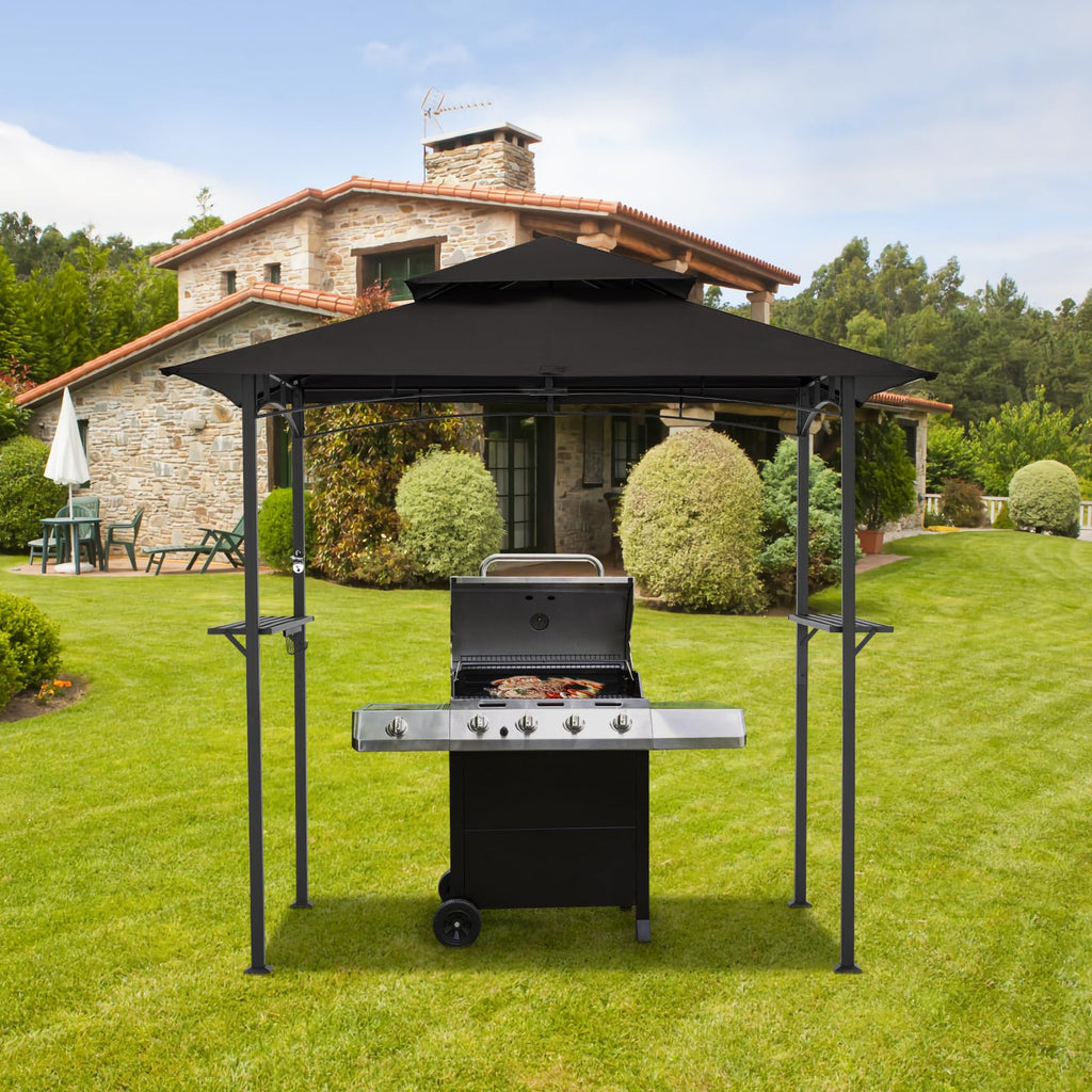 AECOJOY Grill Gazebo 8'x 5' Outdoor Patio Backyard BBQ Grill Shelter, Black