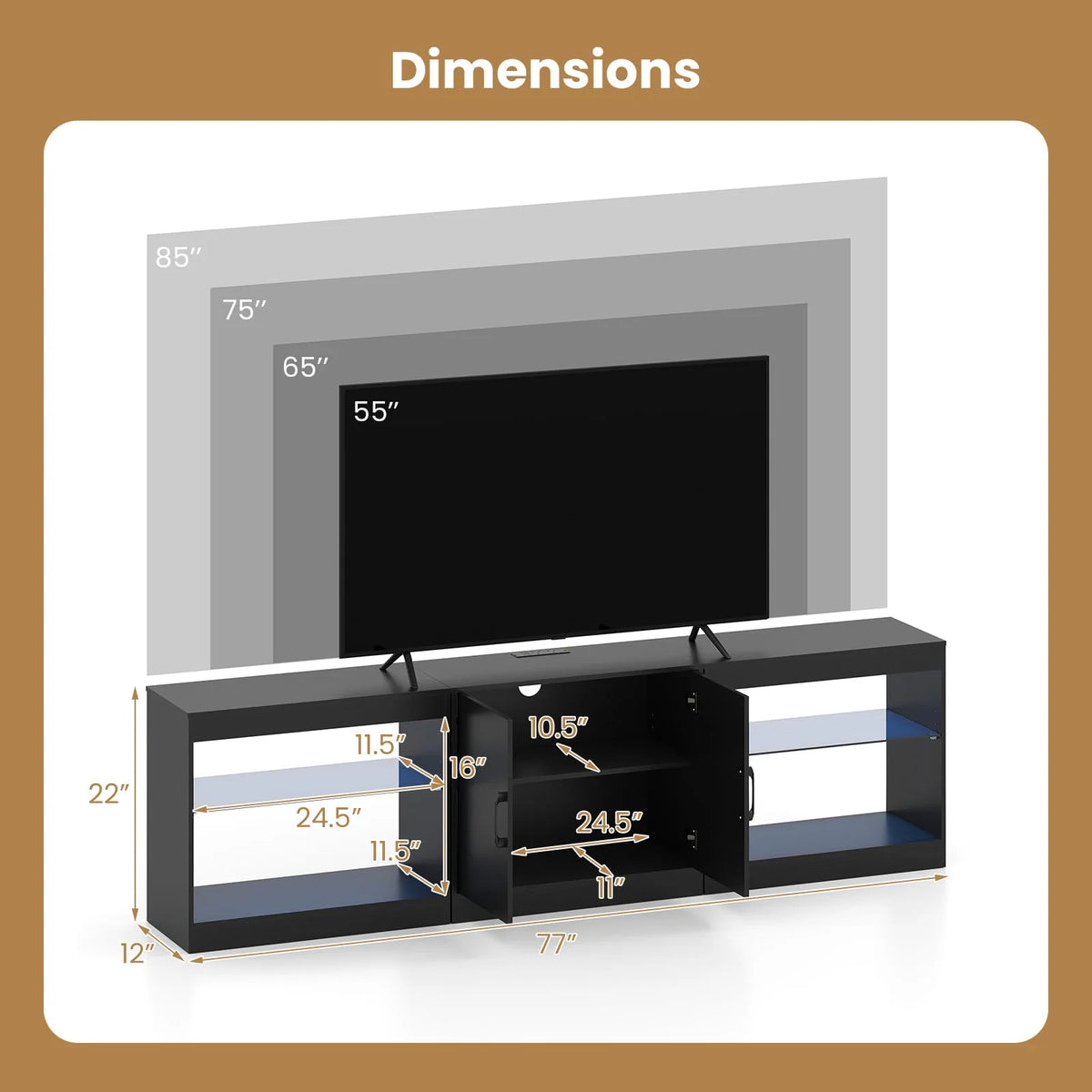 Tangkula TV Stand for TVs up to 85 Inches LED Entertainment Center with Power Outlets
